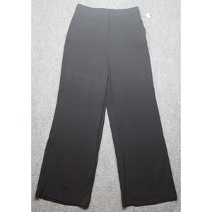 Worthington Dress Pants Womens 8 Black Solid Wide Leg Button Zip High Rise New